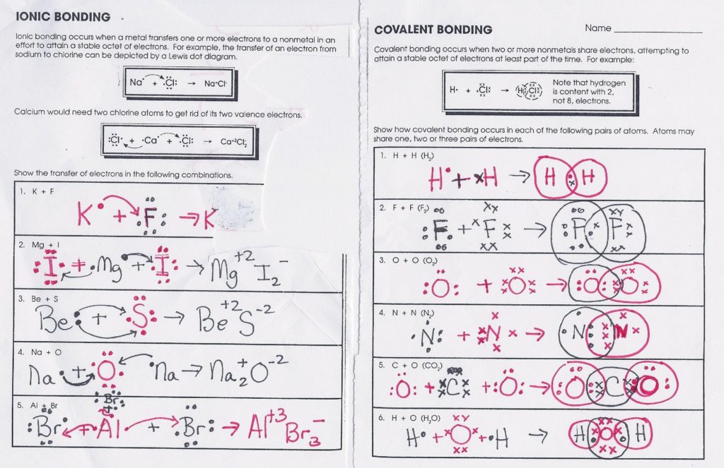 Covalent Bonding Worksheet Answers