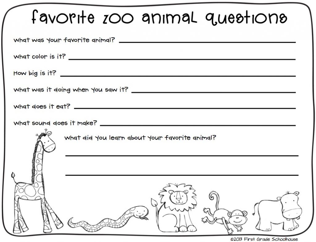 Create Writing Worksheets For Kindergarten Math Zoo Animals
