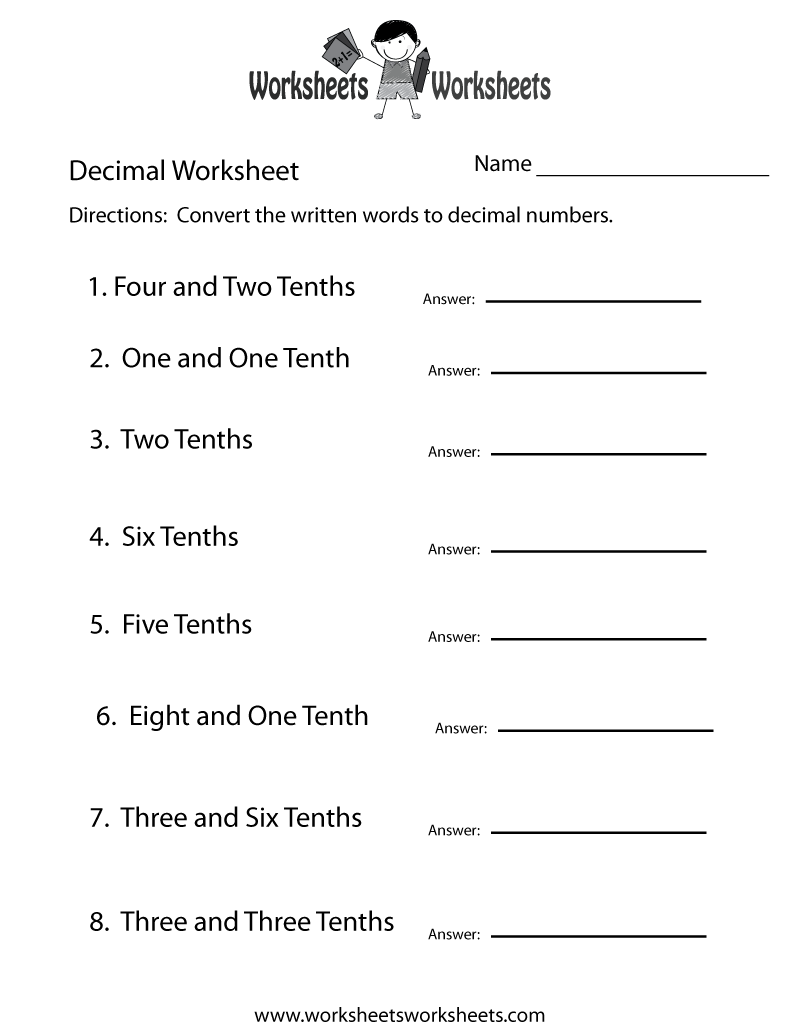 Decimal Practice Worksheet