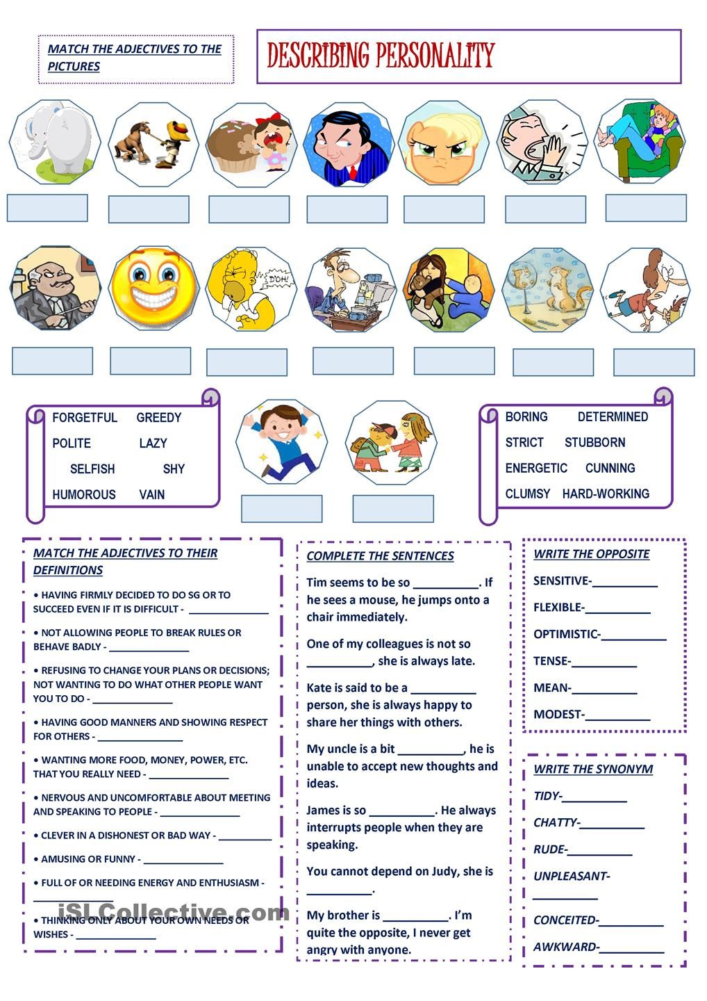 Describing Personality  Esl Worksheet Of The Day By Bbubi  March