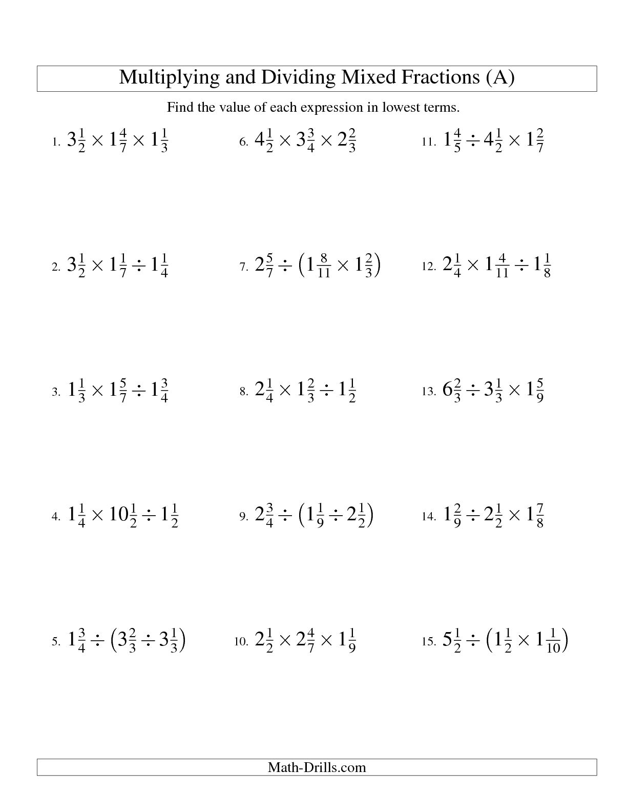 Dividing And Multiplying Fractions