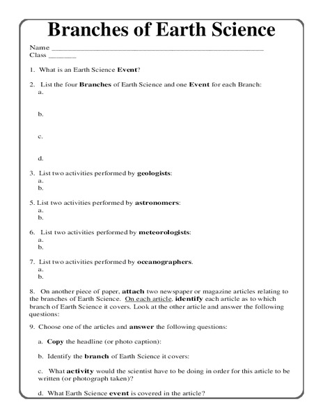 Earth Science Worksheet Answers The Best Worksheets Image