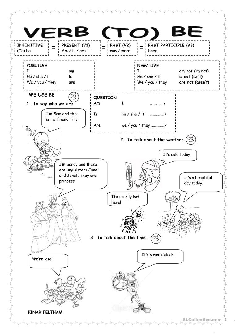 Esl Worksheets Verb To Be