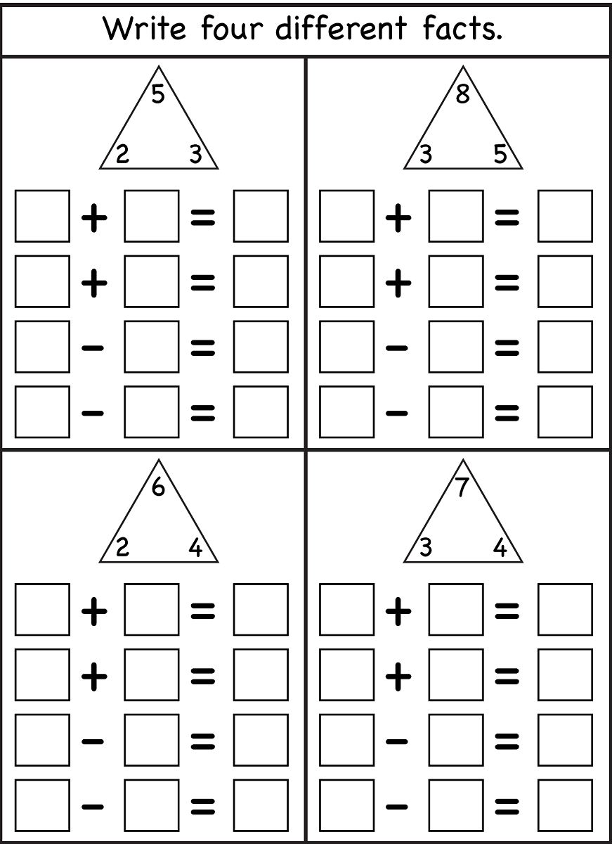 Excel  Fact Families Worksheets  Blank Fact Family Worksheets