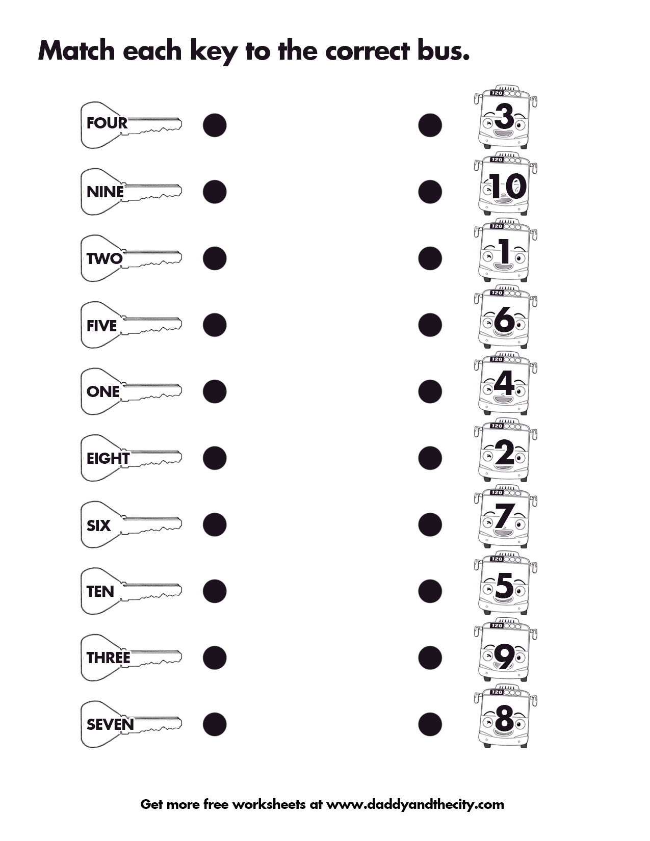 Excel  Free Number Word Worksheets  Pre K Math Worksheets Matching