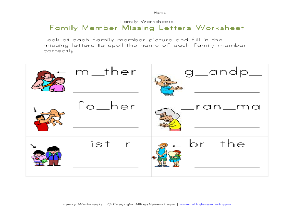 Family Members Worksheets For Preschool