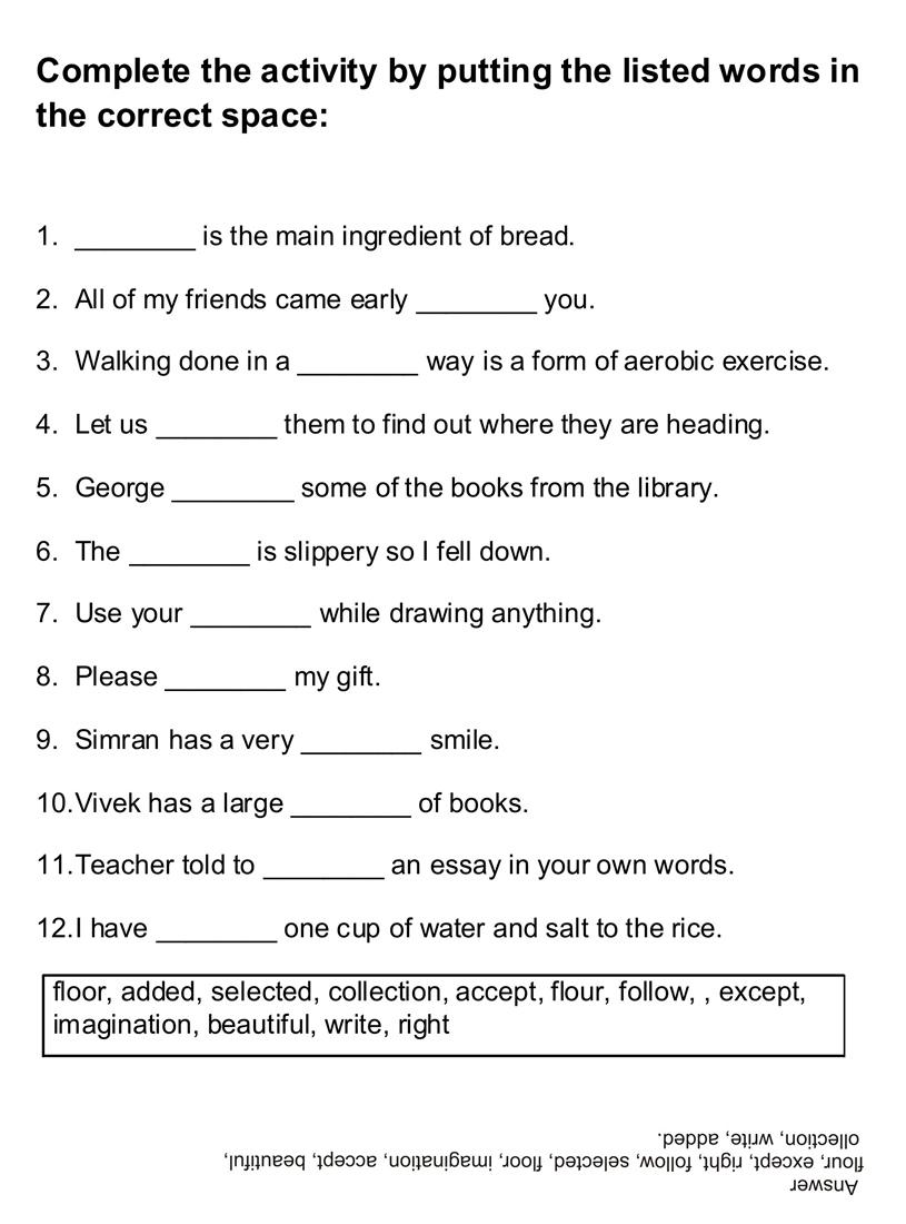 Fill In The Blanks Englishds Complete Activity By Selecting