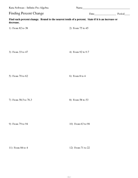 Finding Percentage Worksheets Percent Of Change Worksheet