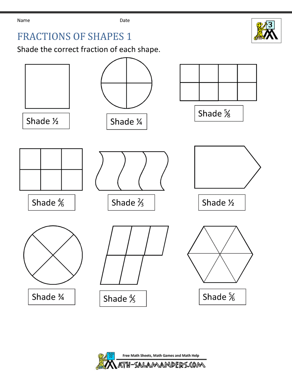 Fraction Shape Worksheets Half And Quarters1 Halves Powerpoint