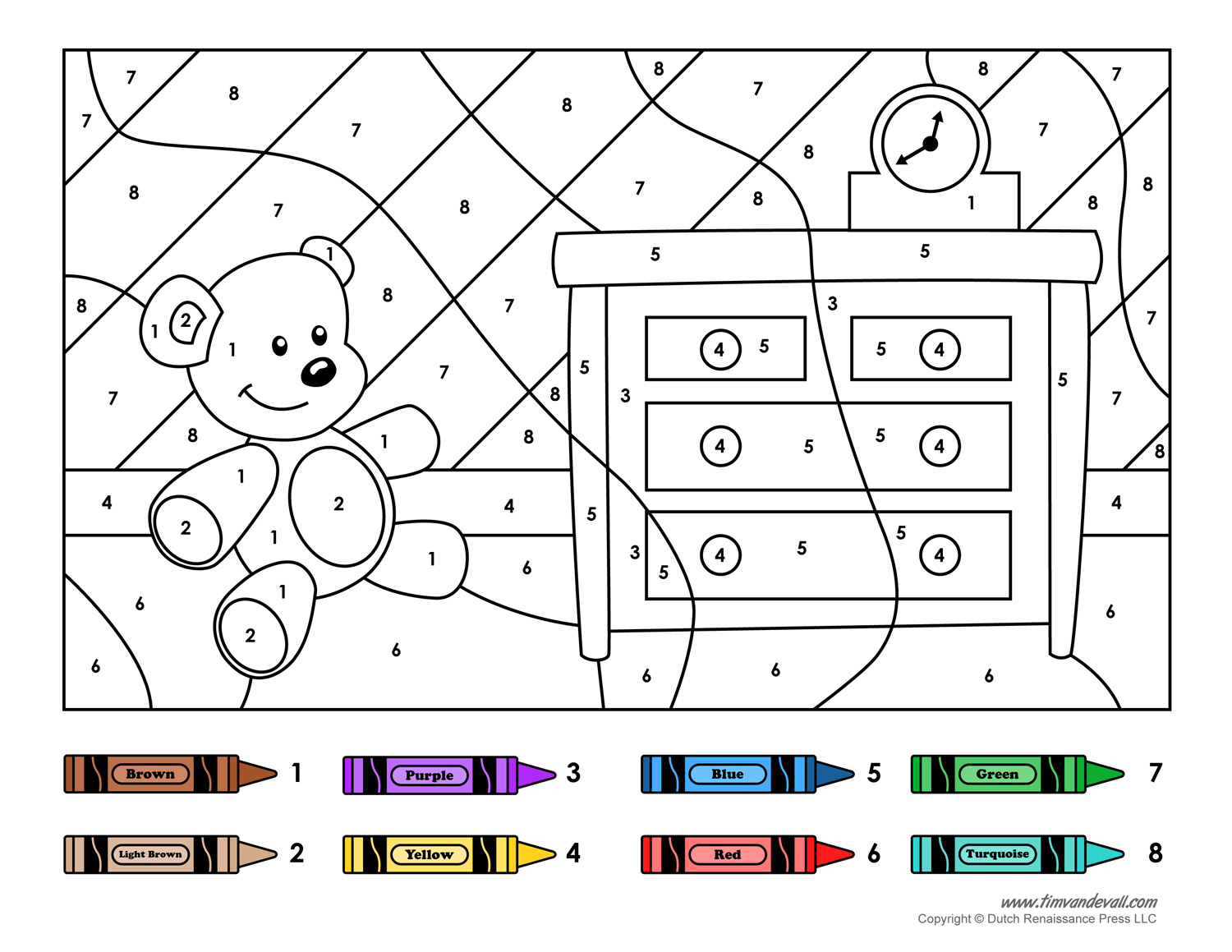 Numbers and colours worksheets