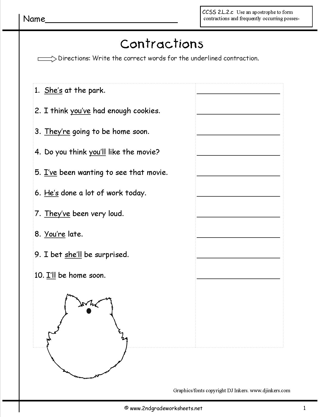 Free Contraction Worksheets