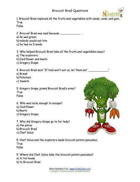 Free Printable Nutrition Worksheets For Kindergarten 441140