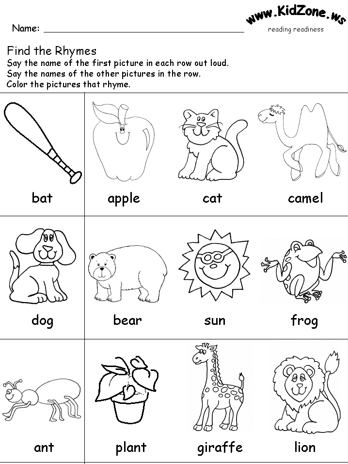 Free Rhyming Worksheets For Kindergarten The Best Worksheets Image