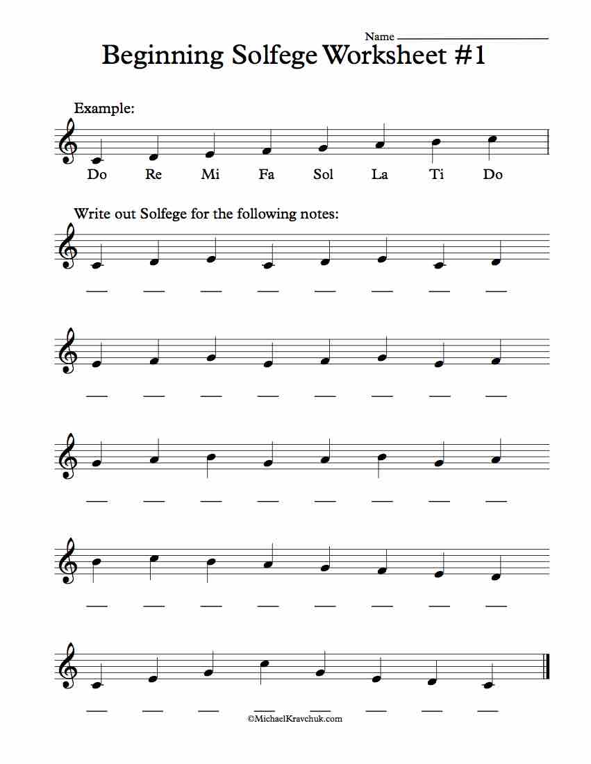 Free Solfege Worksheets For Classroom Instruction