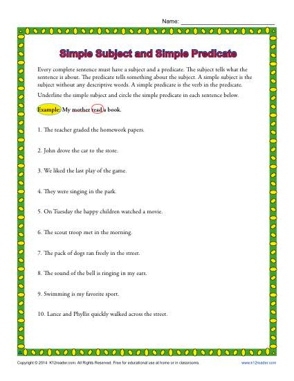 Free Subject And Predicate Worksheet The Best Worksheets Image