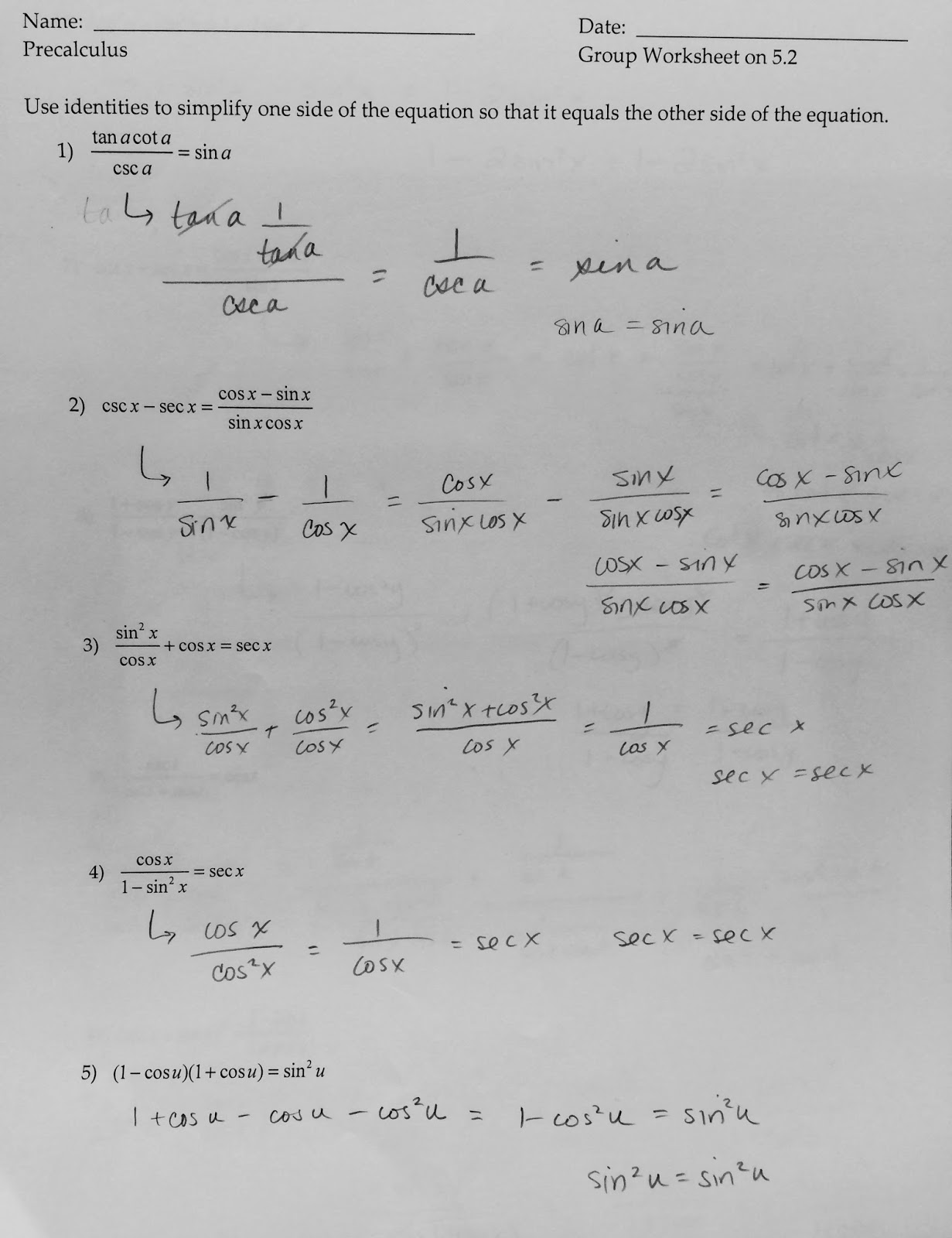 Precalculus Symmetry Worksheet Answers Nidecmege