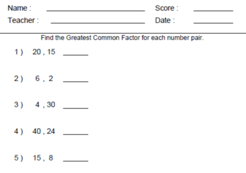 Gcf Worksheet 6th Grade The Best Worksheets Image Collection