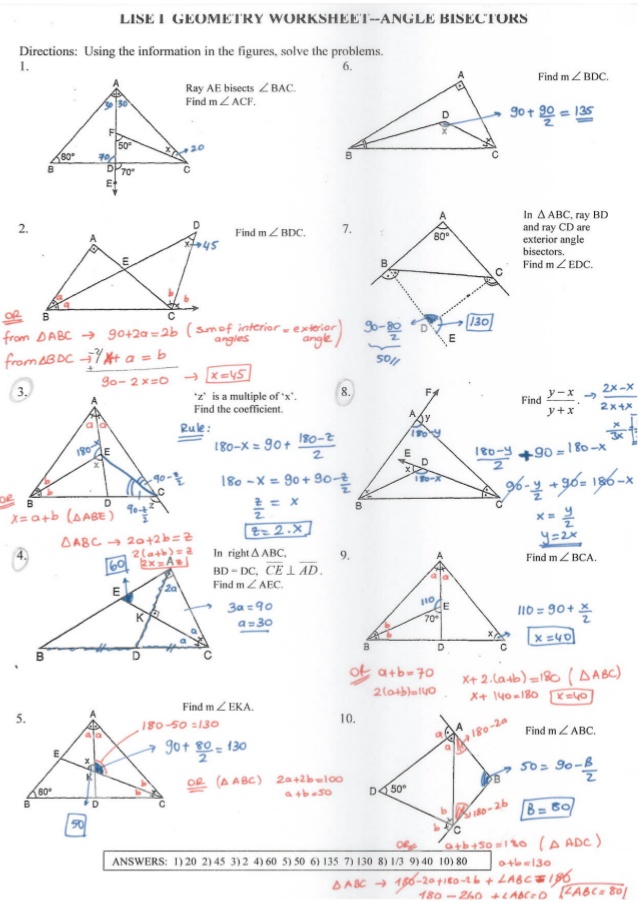 Geometry Worksheets And Answers The Best Worksheets Image