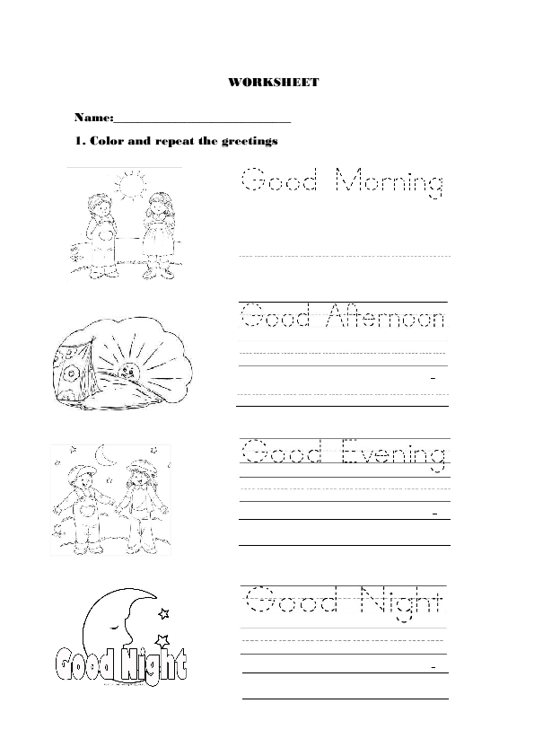 Greetings Worksheets For Preschoolers Pdf 467179