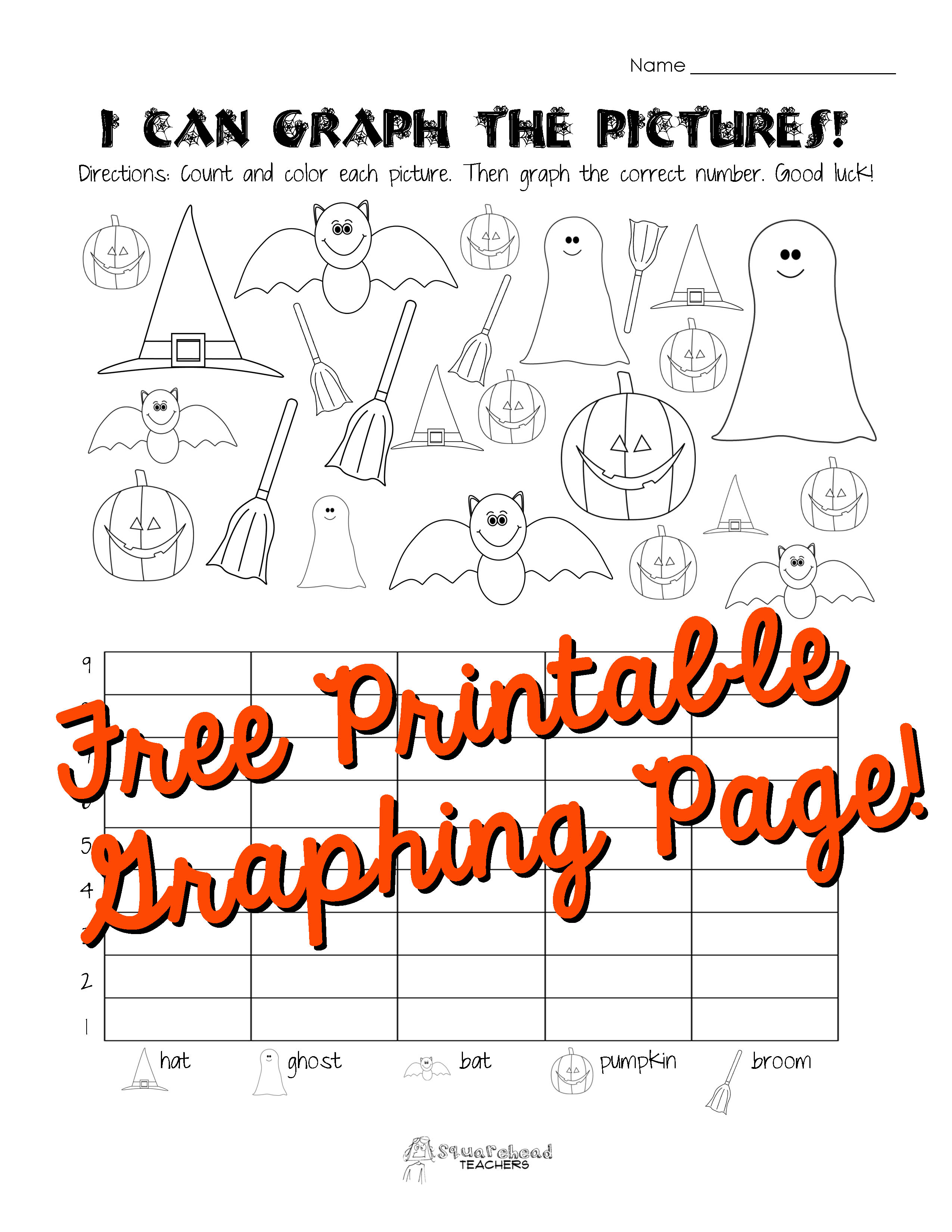 Halloween Graphing Page Kindergarten First Grade Squarehead