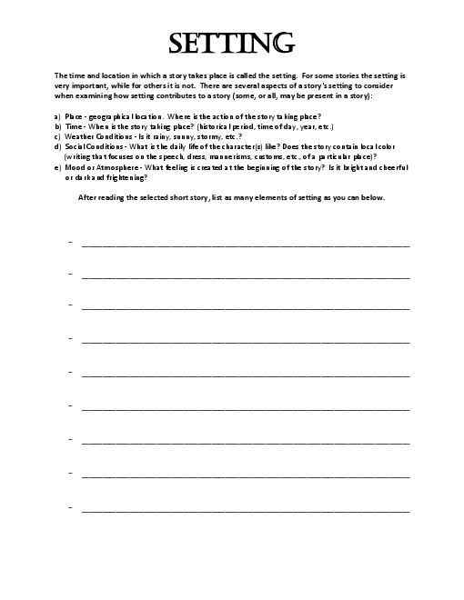 Identifying Story Elements Worksheets The Best Worksheets Image