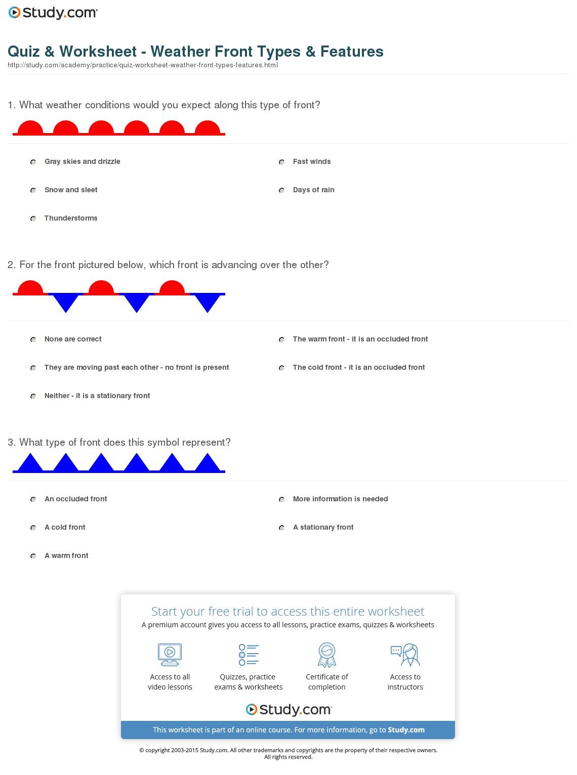 Image Result For Weather Worksheets For Middle School