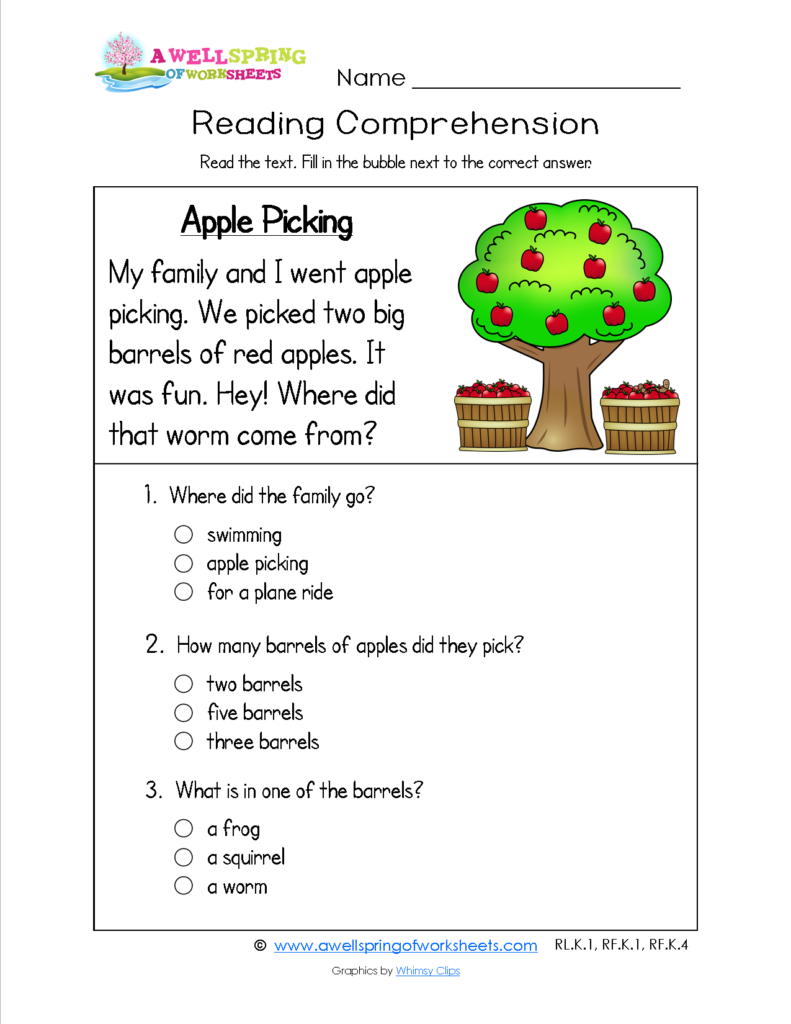 Kids Reading Comprehension Activities For Kindergarten – Worksheets Samples