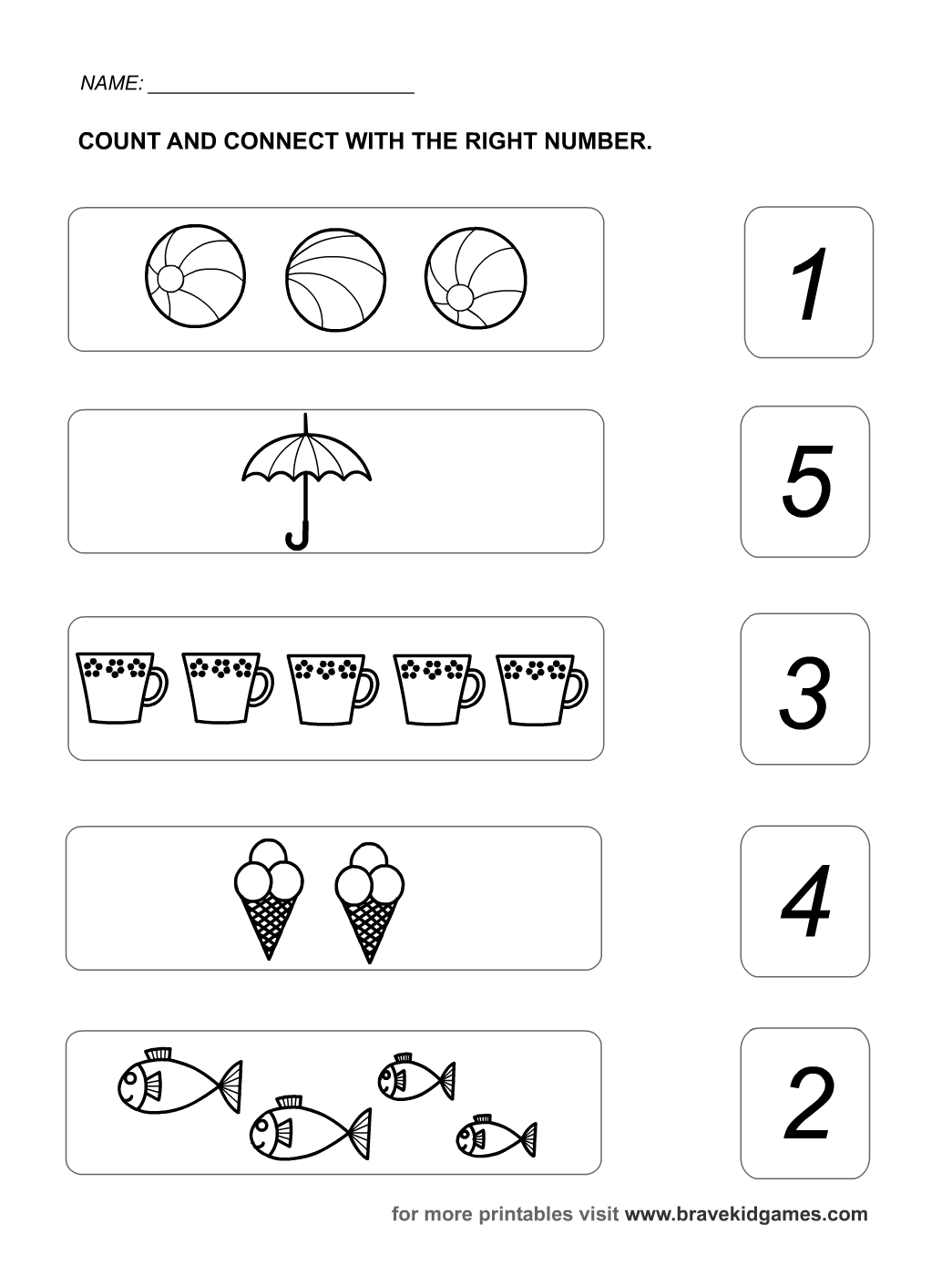 Kindergarten  Numbers Worksheetsn Worksheet Counting Animals Www