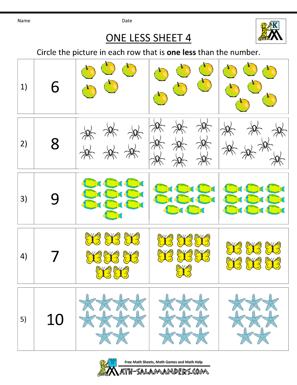 Kindergarten Math Printable Worksheets