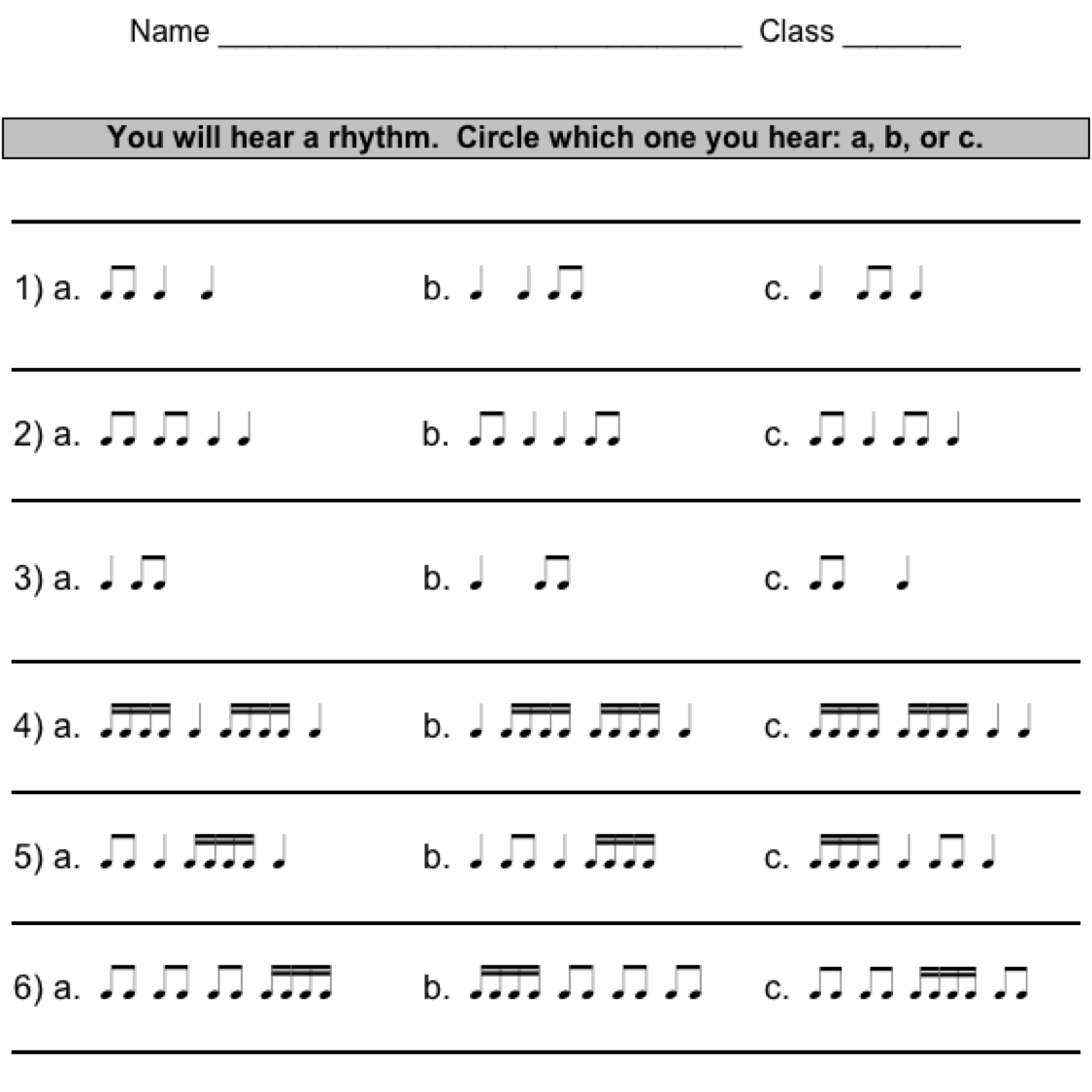 Kindergarten Pdf  Rhythm Practice Students Write Rhythm Math