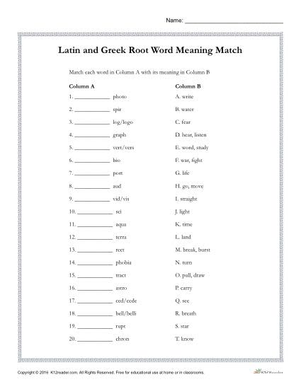 Latin Root Worksheet The Best Worksheets Image Collection
