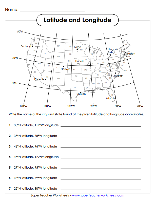 Latitude And Longitude Worksheets Worksheet