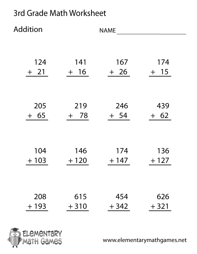 Learn And Practice Addition With This Printable 3rd Grade