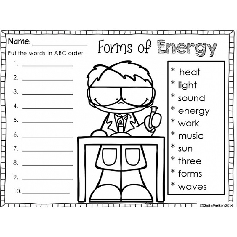 Light And Energy Worksheet