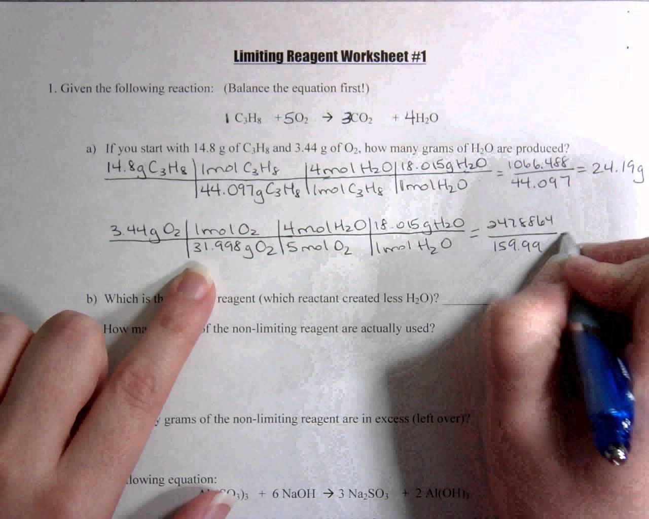 Stoichiometry Limiting Reagent Worksheets Answers.