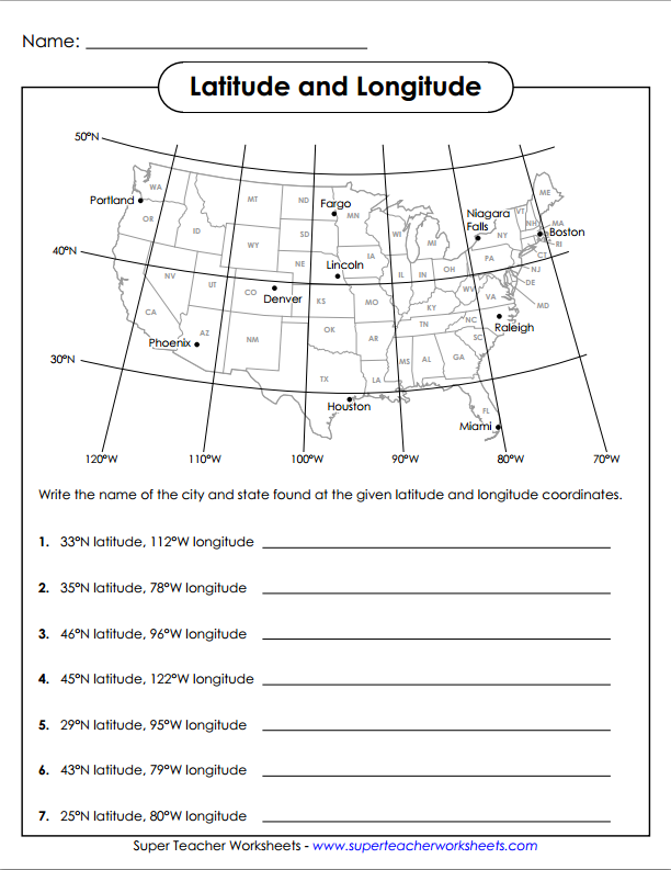 Lines Of Latitude And Longitude Worksheets