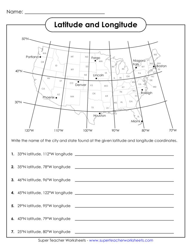 Longitude And Latitude Printable Worksheet