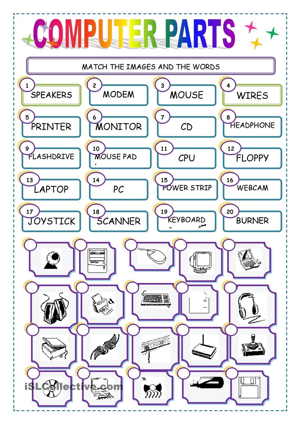 Match The Computer Parts Worksheet