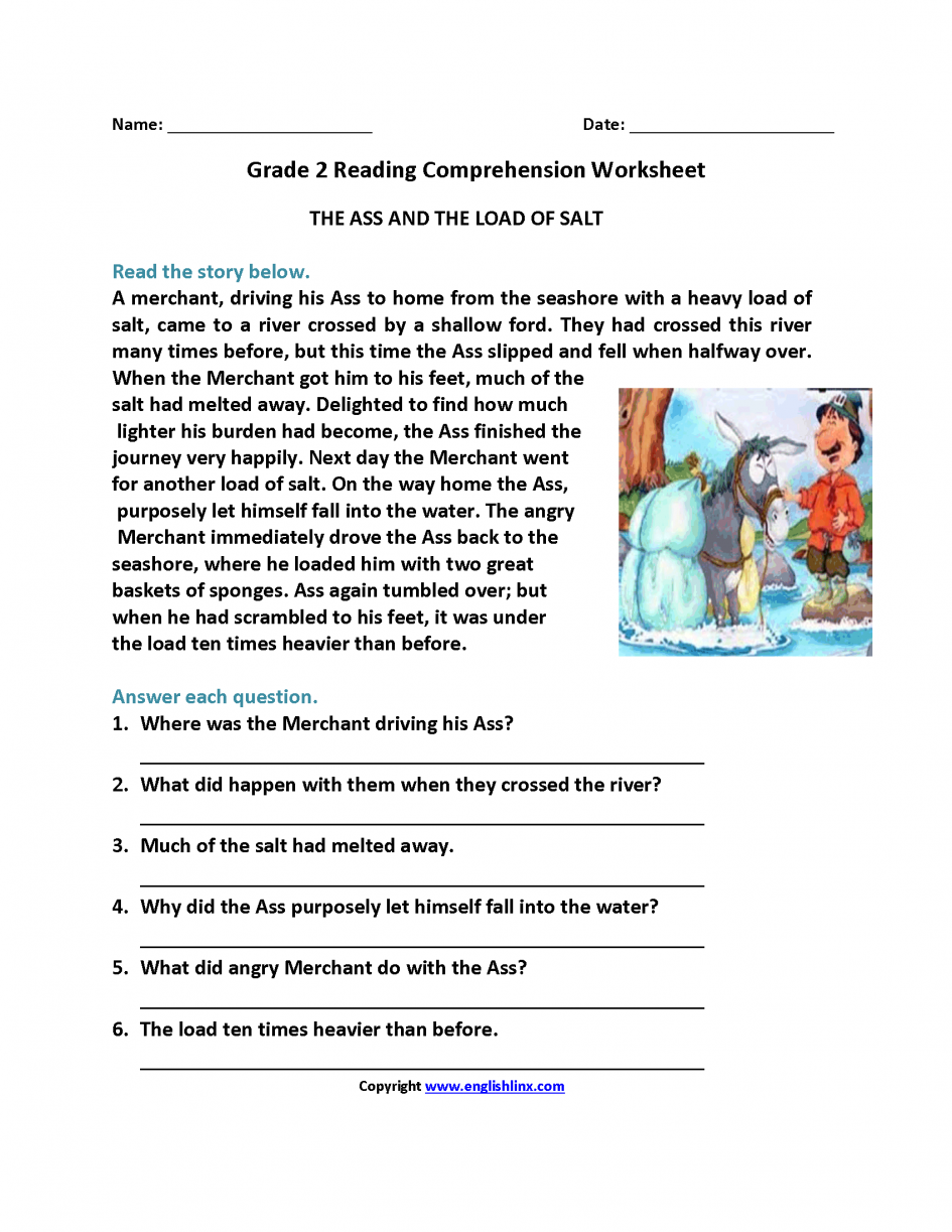 Math  Free Reading Comprehension Grade 2 Worksheets  Reading