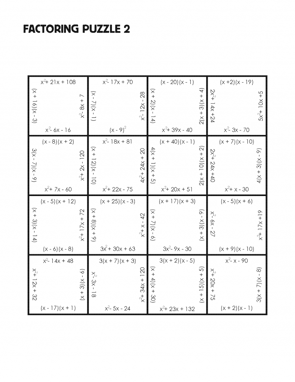 Math Worksheet Solve For X Awesome Factorpuzzlechallenge2 Math