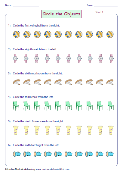 Math Worksheets For Grade 1 Ordinal Numbers 659769