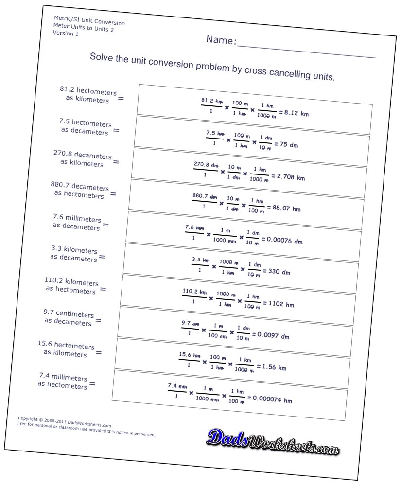 Metric Conversion Quiz Worksheets Things I Need To Do T
