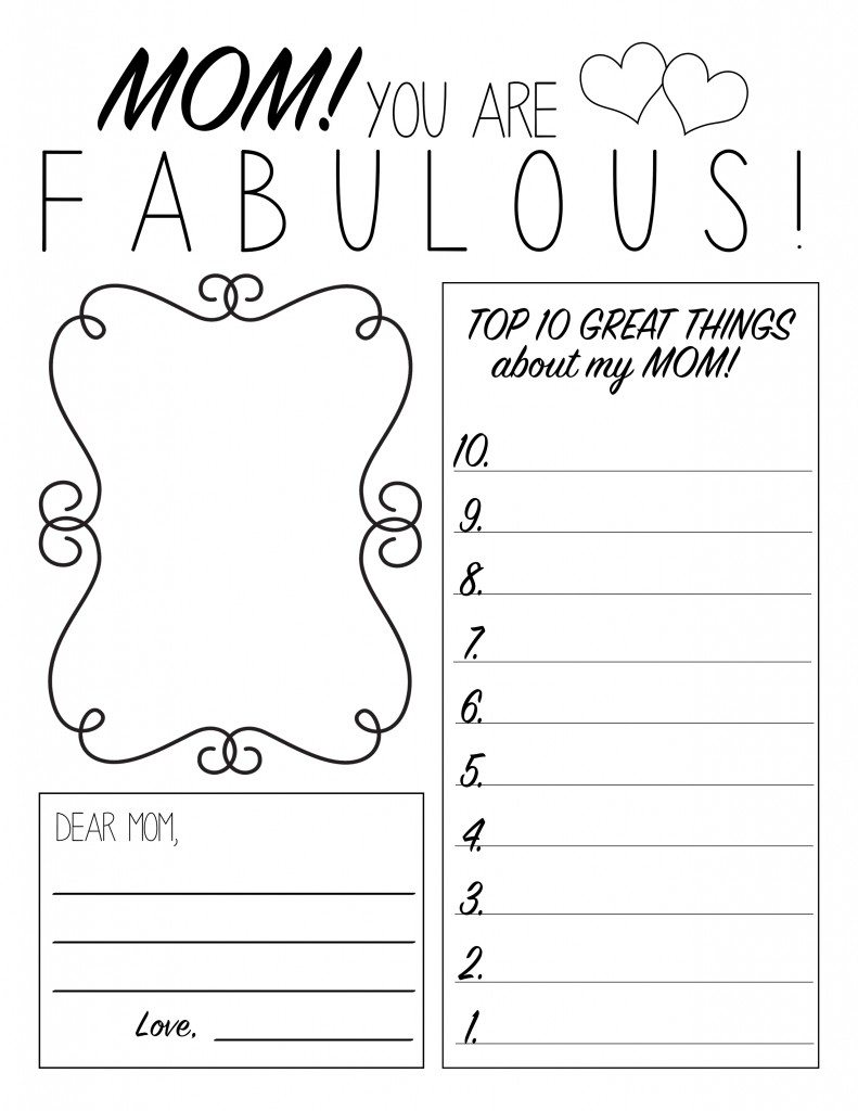 Mother's Day Printable Worksheet