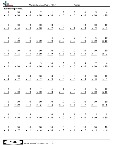 Multiplication By 10 Worksheets The Best Worksheets Image