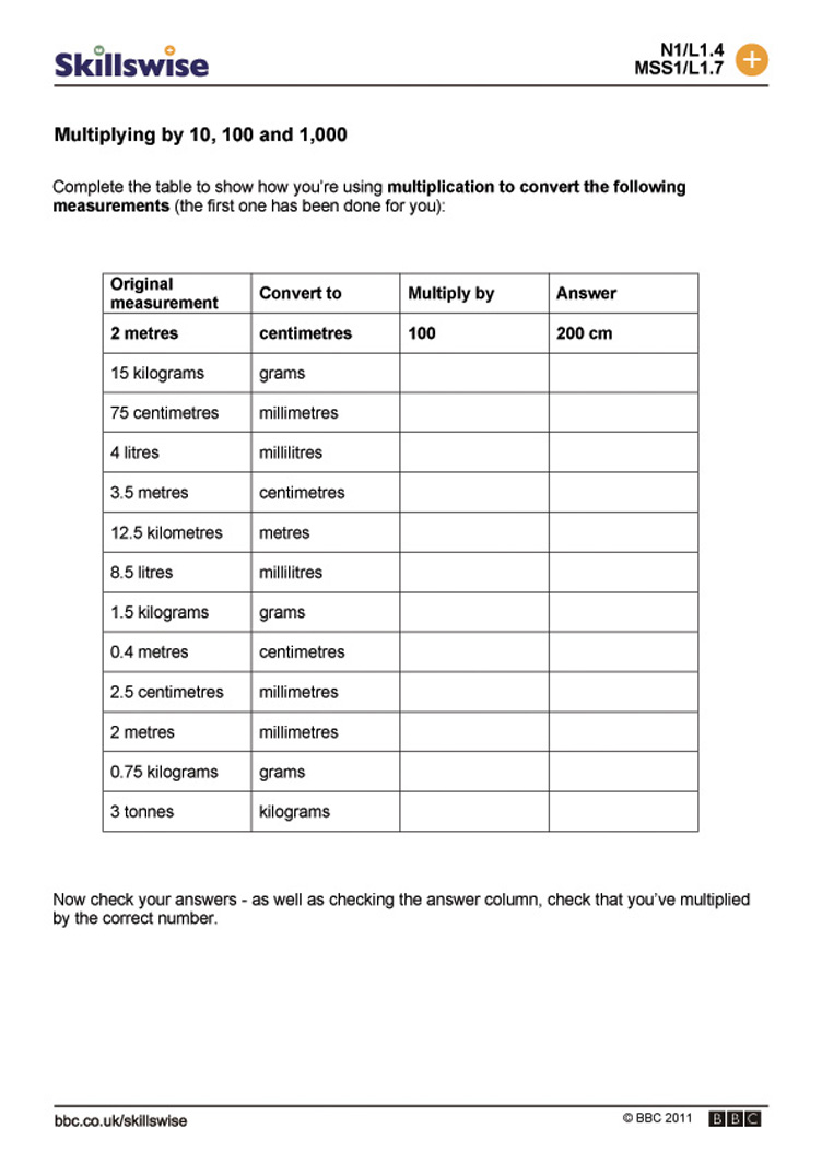 Multiplying By 10, 100 And 1,000