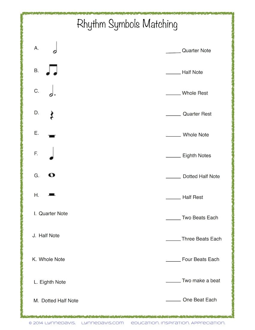 Music Symbols Worksheet Free