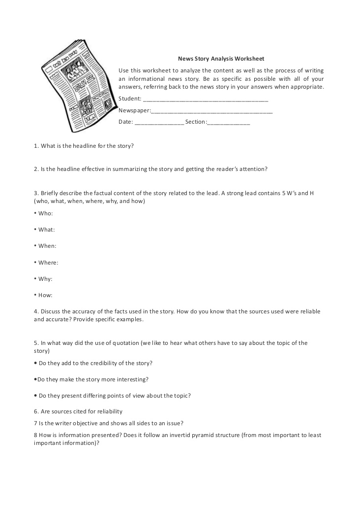 News Analysis Worksheet