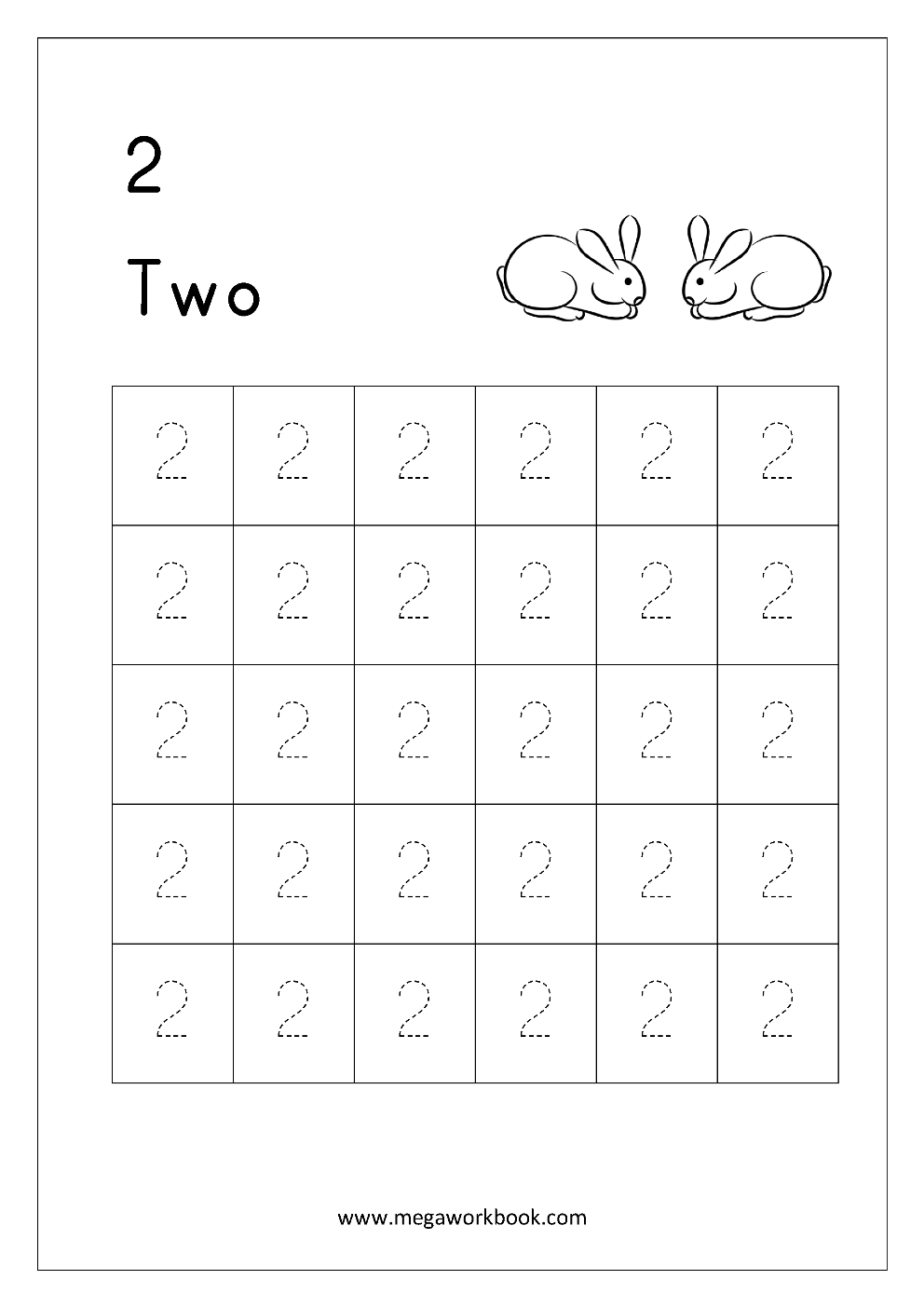 Number 2 Tracing Worksheet