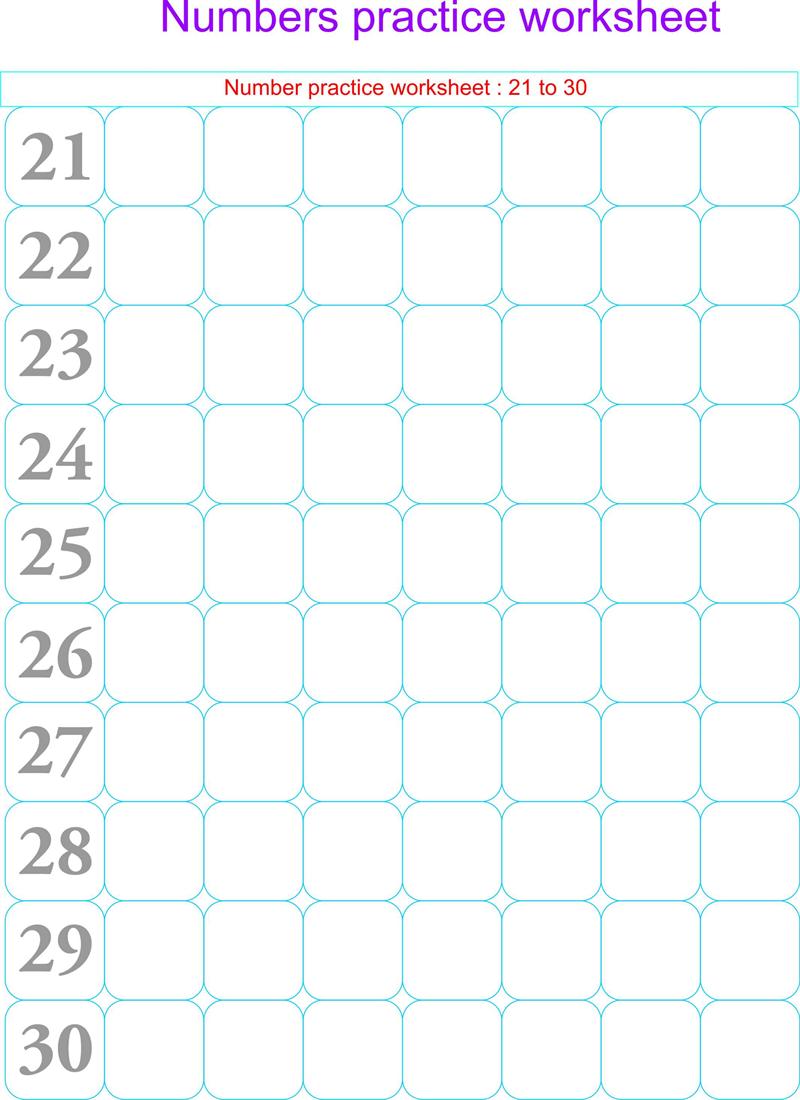 Numbers Practice Worksheets