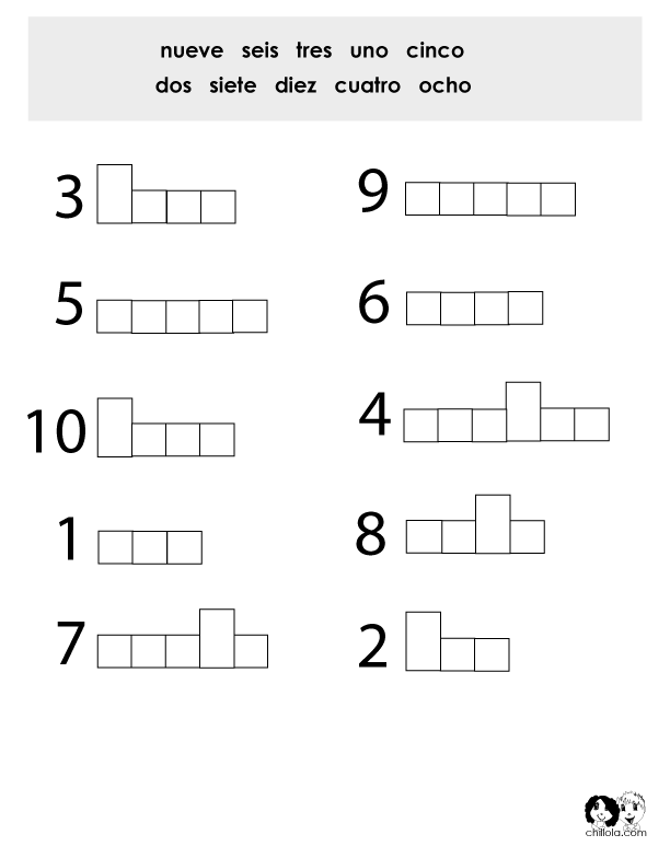Numbers Worksheets Spanish